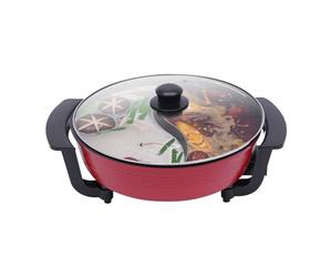 Pentola da 1360 W Hot Pot 6 L Twin Hot Pot Shabu per fonduta cinese con coperchio e 5 livelli di regolazione della temperatura per 3-4 persone