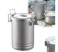 Pentola da campeggio, fornello per riso portatile 3 in 1 e vaporiera, kit da cucina all'aperto per escursioni e zaino in spalla, pentola da viaggio resistente con manico pieghevole e coperchio con