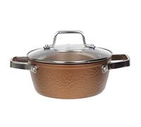 Pentola da Cucina da 20cm e Altezza di 8,3cm con Coperchio di Vetro Rivestimento Antiaderente a 4 Strati Alluminio Forgiato Per Tutti i Piani Cottura
