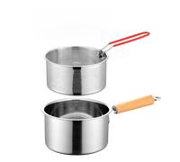 Pentola da cucina in acciaio per friggere 20x18x10,5 cm con coperchio in ve