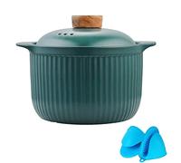 Pentola da cucina in ceramica casseruola fresca casseruola casseruola casseruola per zuppa ad alta temperatura e fiamma aperta padella di riso in argilla (1,8 l | verde)