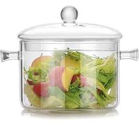 Pentola da cucina in vetro borosilicato, 2 l, resistente al calore, realizzata a mano, sicura per pasta, pasta, zuppe, latte, tè (2 litri)