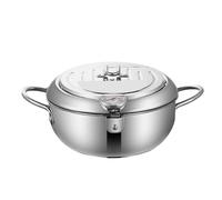 Pentola da cucina per friggere, pentola profonda in acciaio inox, pentola profonda per cucinare frittura, pentola da cucina con termografo e coperchio rimovibile per pesce, patatine fritte, calamari