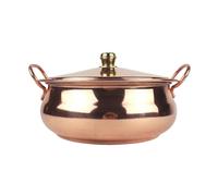 Pentola da zuppa in rame, fatta a mano, per Shabu Shabu, pentole in rame resistente per casa e ristorante, compatibile con fornelli a induzione e a gas (2,0 L)