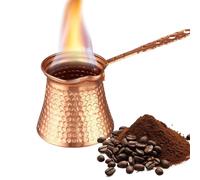 Pentola di caffè turco - 4,72 pollici di calore per latte | Design placcato in rame in lega di caffè arabo con motivo a martello, riscaldamento rapido, per la birra domestica