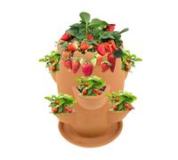 Pentola di fioriera alla fragola, contenitore di fiori in terracotta, vaso di fiori verticali con vassoio, accessori per il giardinaggio per cortile, giardino, balcone, patio, arredamento all'aperto,
