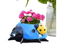 Pentola Di Fioriere Di Coccinella In Resina-5.91x3.94x1.97in Pentola Di Fiori Decorativa A Sette Stelle, Ciotola Di Resina Creativa, Ornamento Da Giardino | Decorazione Del Patio Sul Prato Per
