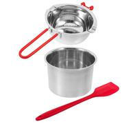 Pentola di Fusione in Acciaio Inox 600ml Beccucci | Cacao, Cera e Caramelle, Manico, Set Spatola e Pentolino, per Chef e Pasticceri Colore Casuale