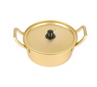 Pentola di pasta ramen coreana, pentola ramen coreana con copertura a doppia maniglia design giallo in lega di alluminio per Cucinas (16 cm)
