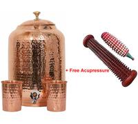 Pentola dispenser acqua in rame puro martellato da 8 litri + 2 bicchieri in r...