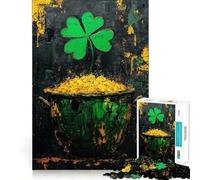 Pentola d'oro ﹨u Clover Puzzle da 1000 pezzi per adolescenti Gioco di logica e senso Semplice e divertente Bordo liscio Regalo elegante (38x26cm)