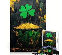 Pentola d'oro ﹨u Clover Puzzle per adolescenti 1000 pezzi Puzzle per la mente Casual Relax Assemblaggio immagini Regalo sincero (38x52cm)