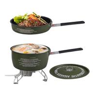 Pentola e stufa da campeggio, set di pentole e padelle per campeggio | Design di maniglia staccabile, impilabile per famiglia, escursionismo, coppie, spiaggia, picnic e caccia