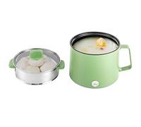 Pentola elettrica con piroscafo e pentola elettrica 600 W 1,7 l - Cooking Pot con rivestimento antiaderente, da viaggio - Padella multiuso e forno ramen per dormitorio da viaggio (verde)