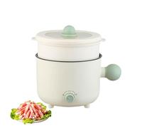 Pentola Elettrica da 1,8 L, Fornello Portatile Elettrocinetico Multifunzionale con Coperchio, Padella Rotonda con Vaporiera for Tagliatelle Porridge Ramen Bistecca(Green)