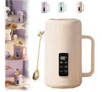 Pentola elettrica portatile tazza riscaldante multifunzione bollitore viaggio antiaderente mini pentola calda con rivestimento in ceramica controllo temperatura tempo(White stainless)