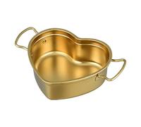 Pentola for cucinare in acciaio inox, pentola multifunzionale a forma di cuore, pentola for pasta veloce con doppi manici(Gold,Large)