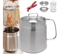 Pentola For Friggitrice In Acciaio Inossidabile 304 For Uso Alimentare Grande Capacità Con Cestello Rimovibile Coperchio E Filtro For Olio For Uso Domestico E Commerciale(1.5L)