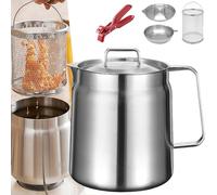 Pentola For Friggitrice In Acciaio Inossidabile 304 For Uso Alimentare Grande Capacità Con Cestello Rimovibile Coperchio E Filtro For Olio For Uso Domestico E Commerciale(2L)