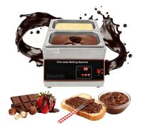 Pentola for sciogliere il cioccolato da 500 W, macchina elettrica for temperare il cioccolato con 0-95 ℃ regolabile, scaldavivande commerciale in acciaio inossidabile con serbatoio da 1/2/4(2 tank)