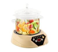Pentola for stufato automatica 1,6l bollitore for tè in vetro,pentola elettrica intelligente 700W con coperchio funzioni mantenimento in caldo/prenotazione for tè caffè cottura di pappe