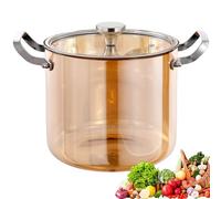 Pentola for stufato in vetro trasparente a doppia bocca, casseruola in vetro con coperchio e pentolame a doppio manico lavabile in lavastoviglie for pasta al latte e zuppa di noodles, ambra(3.5L)