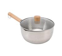 Pentola Giapponese da 20cm, Pentola Antiaderente con Coperchio, Pentola per Latte Profonda in Acciaio Inossidabile con Manico in Legno, Perfetta per Pollo Fritto, Verdura, Zuppa, Facile da Tenere e da