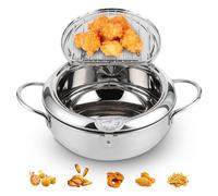 Pentola Giapponese Per Friggere, Pentola Per Tempura Con Termometro Compatibile Fornello A Induzione 24 Cm, Pentola Giapponese In Acciaio Inossidabile 304 Per Patatine Fritte (Misura grande 24 cm)
