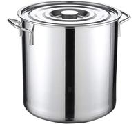 Pentola grande in acciaio inox con coperchio, fondo a tre strati, resistente alla ruggine, a induzione, con manico, per cucinare deliziose zuppe e stufati