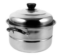 Pentola in Acciaio Inossidabile 2 Scomparti Separati per Cucina | Argento, Uso Multifunzione e Cottura Sicura, Resistenza All'usura, Riscaldamento Uniforme