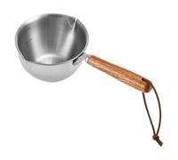 Pentola in acciaio inox 304 con doppio beccuccio per versare e manico in legno, per sciogliere cioccolato, riscaldare il latte e preparare salse su vari piani cottura (300 ml Special 304)