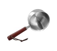 Pentola in acciaio inox 304 con doppio beccuccio per versare e manico in legno, per sciogliere cioccolato, riscaldare latte e preparare salse su vari piani cottura (300 ml + 410)