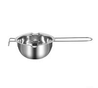 Pentola in acciaio inox 304 per sciogliere cioccolato e burro con manico per appendere e doppi beccucci per versare e stabilizzare in modo preciso (A)
