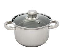 Pentola in acciaio inox con coperchio in vetro 2 L 16 cm pentola cuocere
