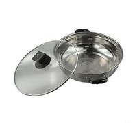 Pentola in acciaio inox con coperchio in vetro e doppi manici per una manipolazione sicura e calore costante in pentole calde, zuppe e stufati (26 cm)