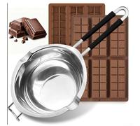 Pentola in acciaio inox da 1200 ml per doppia caldaia con stampi in silicone per sciogliere cioccolato, caramelle, burro, cera e sapone, progettato per un facile rilascio e un uso sicuro in cucina
