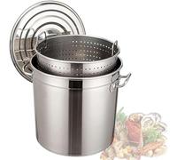 Pentola in acciaio inox - Pentola per crostacei e frutti di mare, pentola per friggere tacchino con cestello e coperchio per vapore e bollire, 50 x 50 cm