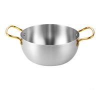 Pentola in acciaio inox per ramen, impilabile, con manici, per zuppe, pasta al curry, per utensili da cucina versatili per campeggio (22 cm)