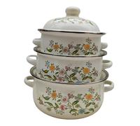Pentola in ceramica, 3 pentole smaltate con coperchio, a fondo piatto, regali(Style B)