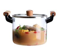 Pentola in ceramica, casseruole, casseruola in vetro con coperchio, grandi pentole in trasparente for cucinare manico in legno, pentola in resistente al calore