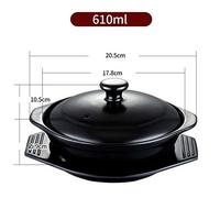 pentola in ceramica Casseruole con coperchi dal piano cottura al forno, pentole in terracotta naturale, ciotola in pietra spodumene ad alta temperatura(610ml)