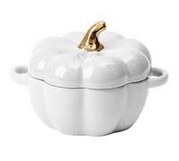 Pentola in ceramica, Pentole, zuppiere con coperchio e manico, grande zuppiera da portata, pentole a doppia orecchie(White)