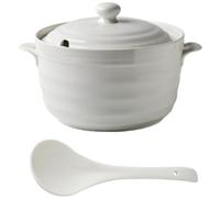 pentola in ceramica, Piccole pentole in rame, zuppiera bianca, porcellana, con coperchio, rotonde(Ceramic Cover,2.2L/2Quarts)