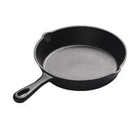 Pentola in Ghisa Ø 20cm con Manico 11cm, Bistecchiera per Fornelli a Gas, Induzione, Forno, Padella Bassa Rotonda per Friggere Cuocere Grigliare, Antiaderente, Nero