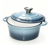 Pentola in ghisa da 20 cm con coperchio, Dutch Oven da 2 l, smaltata, per cuocere il pane, casseruola a induzione e in forno, rotonda, smaltata, per tutti i tipi di fornelli (grigio)