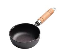 Pentola in Ghisa, Mini Casseruola Antiaderente Padella in Ghisa per Uova con Manico in Legno per La Cucina Domestica (18 x 5 cm)