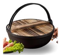 Pentola In Ghisa, Pentola In Ghisa Con Coperchio, Resistente, Per Bollire, Stufare, Saltare In Padella, Per Zuppe, Campeggio All'aperto, Nera(Diameter 27cm)