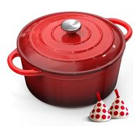 Pentola in Ghisa Smaltata - 26cm Pentole Olandese con Coperchio Casseruola Dutch Oven, Topbooc Rotonda Cocotte Padella Staub Compatibile Induzione, Gas, Forno, per Pane, Stufati, Zuppe, 5L