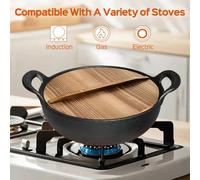 Pentola in ghisa versatile con coperchio in legno: cucina e conserva il cibo! Perfetta per set da tavola, feste, scatola per la conservazione con coperchio. Ottima idea regalo - Roba economica per i m