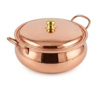 Pentola in rame con coperchio, pentola spessa compatibile con induzione per shabu shabu e stufati, ideale per pasti in famiglia, pentole in ottone da 22 cm